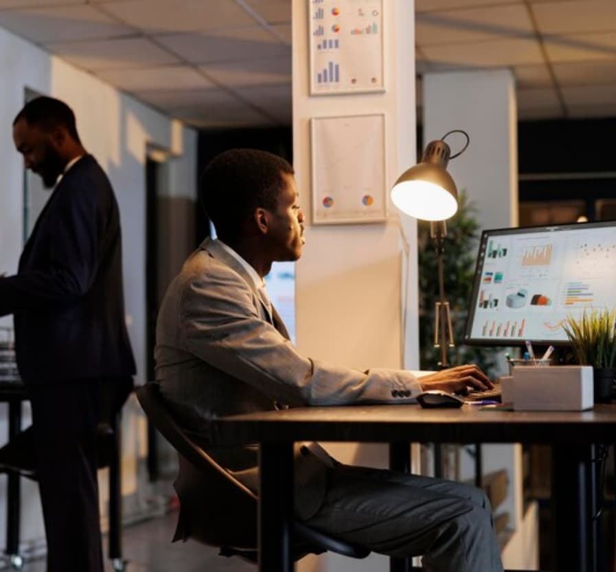 Professional team members working in an office